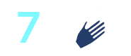 Icon representing a stylized 3D molecular structure with six blue spheres connected by blue rods against a white background