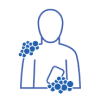 Blue outline of hand wiping with cloth